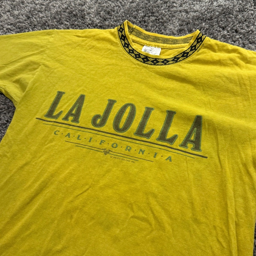 Vintage Pacific Colors La Jolla T Shirt Mens Yellow Excellent Graphic Tee M